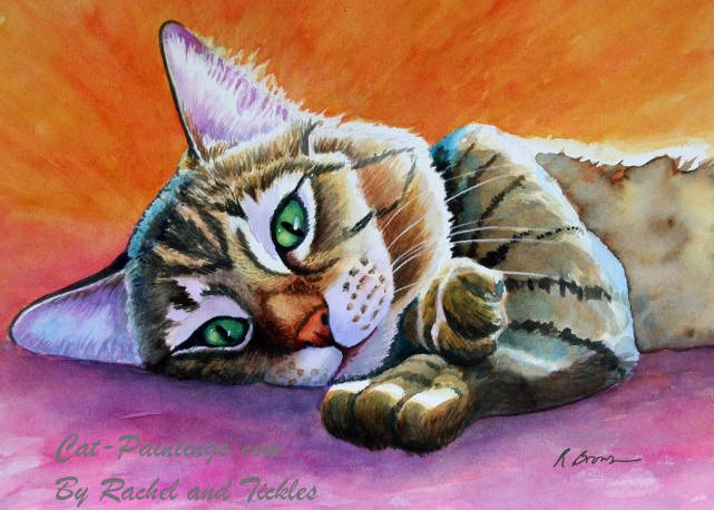 Painting of Sleepy Cat