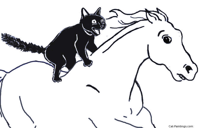 Cat Riding a Horse